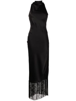 Nanushka fringed cowl-neck dress - Black