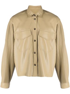 Nanushka Gavyn pleated faux-leather jacket - Neutrals