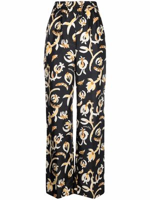 Nanushka graphic floral-print elasticated-waist trousers - Black