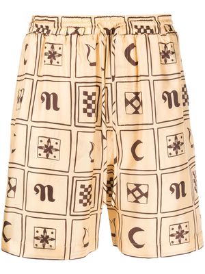 Nanushka graphic-print drawstring shorts - Neutrals