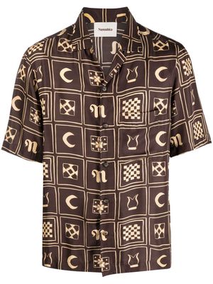 Nanushka graphic-print silk shirt - Brown
