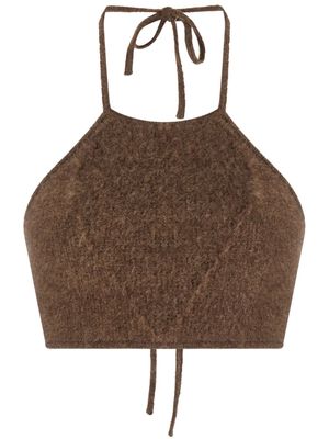 Nanushka halterneck fine-knit bralette - Brown