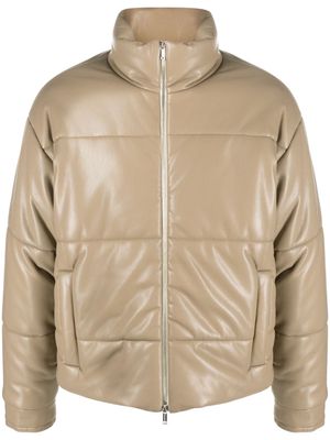 Nanushka Hide high-shine padded jacket - Neutrals