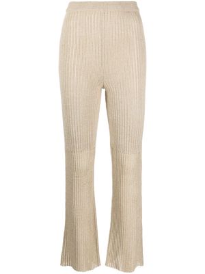 Nanushka high-waisted ribbed-knit trousers - Neutrals