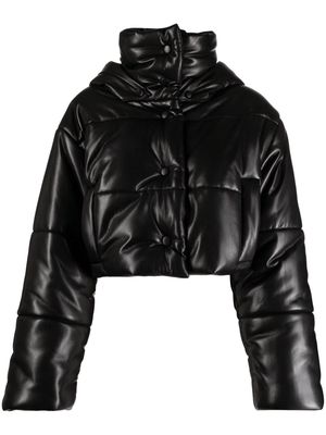 Nanushka hooded cropped puffer jacket - Black