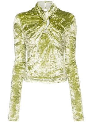 Nanushka Iride twist-detailing velvet top - Green