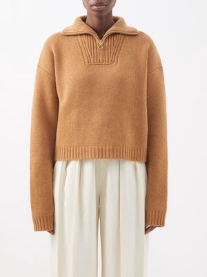 Nanushka - Kira Zipped Sweater - Womens - Camel