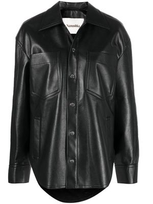 Nanushka knitted-collar shirt jacket - Black