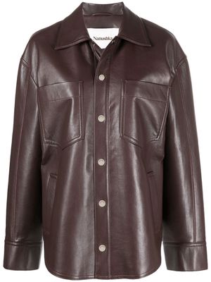 Nanushka knitted-collar shirt jacket - Brown