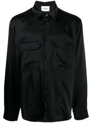 Nanushka Lars long-sleeved satin shirt - Black