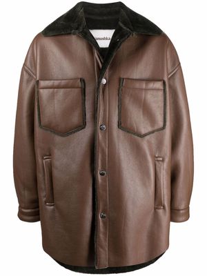 NANUSHKA leather long-sleeve overshirt - Brown