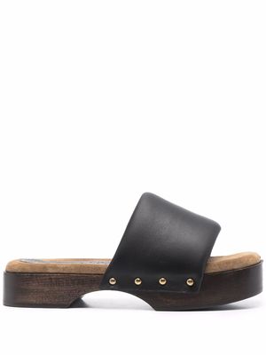 Nanushka leather-strap wooden sandals - Black