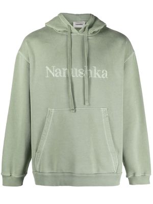 Nanushka logo-embroidered cotton hoodie - Green