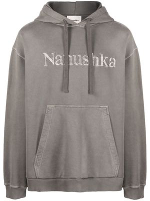 Nanushka logo-embroidered cotton hoodie - Grey