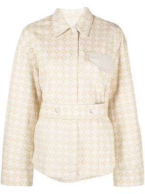 Nanushka logo-print belted overshirt - Neutrals