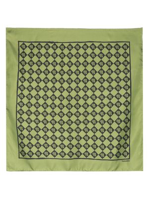 Nanushka logo-print silk scarf - Green