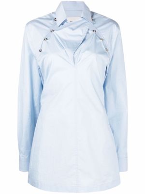 Nanushka long-sleeve deconstructed shirt dress - Blue