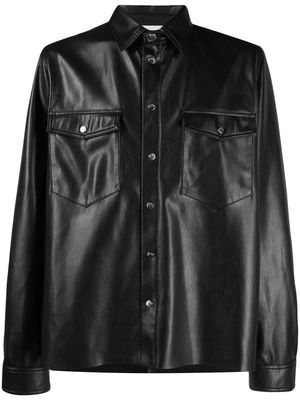 Nanushka long-sleeve faux-leather shirt - Black