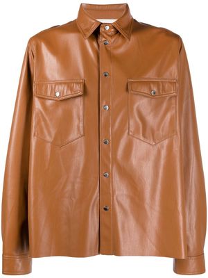 Nanushka long-sleeve faux-leather shirt - Brown