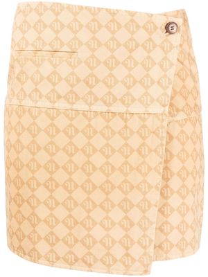 Nanushka monogram-pattern button-fastening skirt - Neutrals