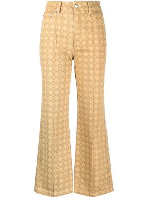 Nanushka monogram-print cropped flared trousers - Neutrals