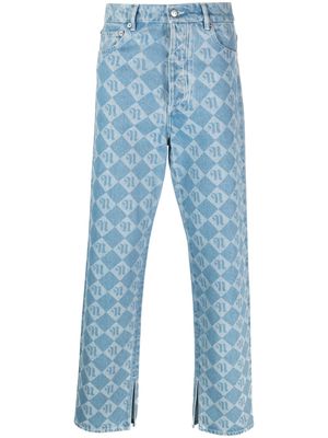 Nanushka monogram-print straight-leg jeans - Blue