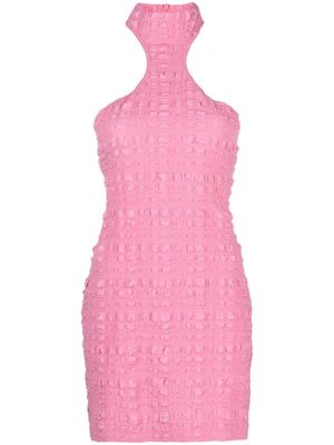 Nanushka Mylene checkered seersucker minidress - Pink