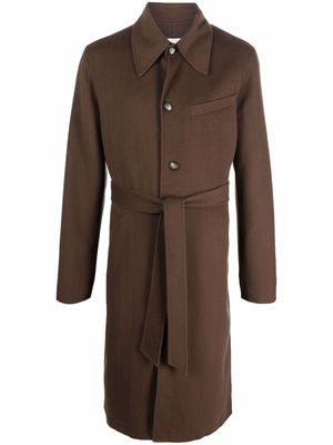 Nanushka organic-cotton tied-waist coat - Brown
