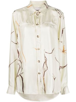 Nanushka oversize printed silk shirt - Neutrals