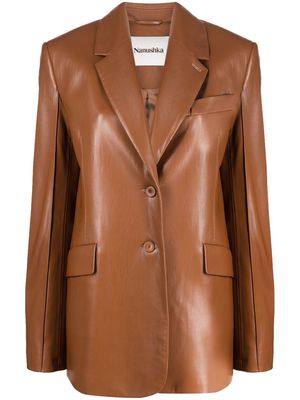 Nanushka oversized faux-leather blazer - Brown