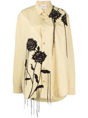 Nanushka oversized floral-appliqué shirt - Neutrals