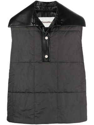 Nanushka quilted faux leather-panel gilet - Black