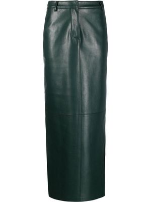 Nanushka recycled-leather column skirt - Green