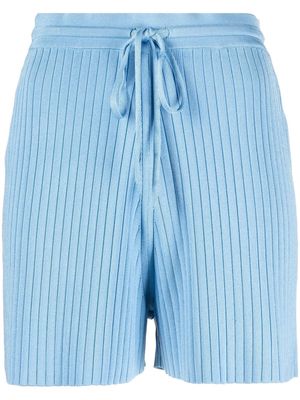 Nanushka ribbed-knit drawstring-waist shorts - Blue