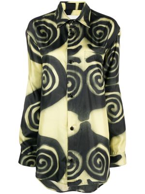 Nanushka Sabrin spiral-print silk shirt - Green