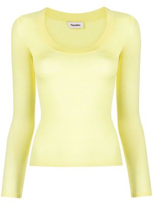 Nanushka scoop-neck merino-wool top - Yellow