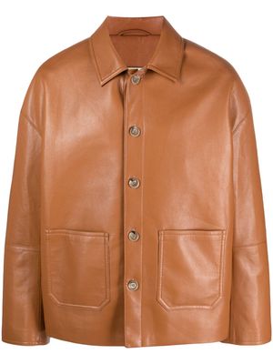 Nanushka Seger regenerated-leather shirt jacket - Brown