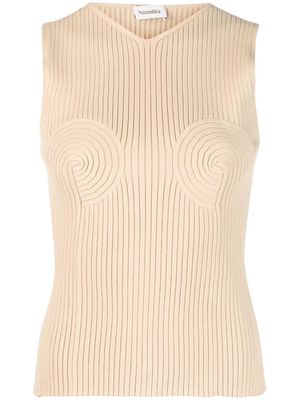 Nanushka shaped-bustier knitted top - Brown