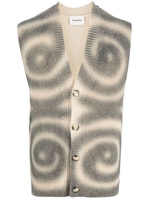 Nanushka sleeveless graphic-print cardigan - Neutrals