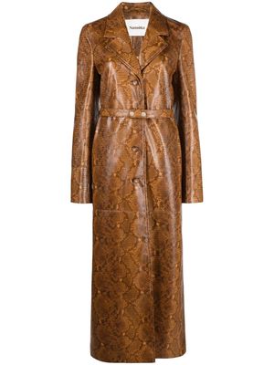 Nanushka snakeskin-effect faux-leather coat - Brown