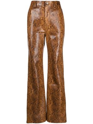 Nanushka snakeskin-print straight-leg trousers - Brown