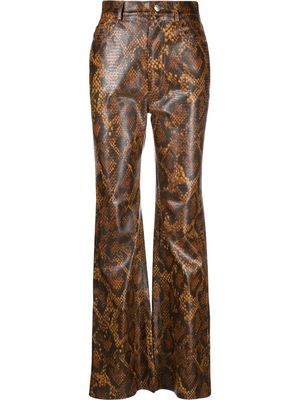 Nanushka snakeskin-print straight trousers - Brown