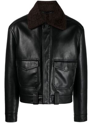Nanushka spread-collar leather jacket - Black