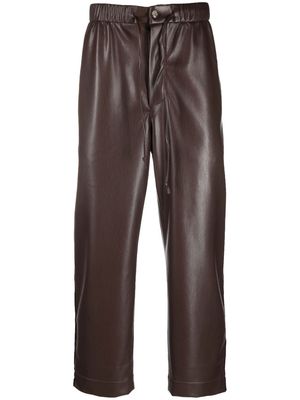 Nanushka straight-leg leather-effect trousers - Brown