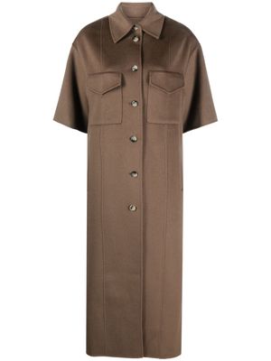 Nanushka straight-point collar wool-blend coat - Brown