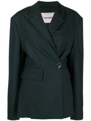 Nanushka Straight-Silhouette virgin-wool blazer - Green