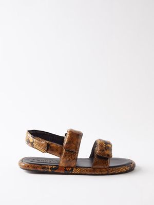 Nanushka - Tarrus Snake-effect Leather Sandals - Mens - Tan