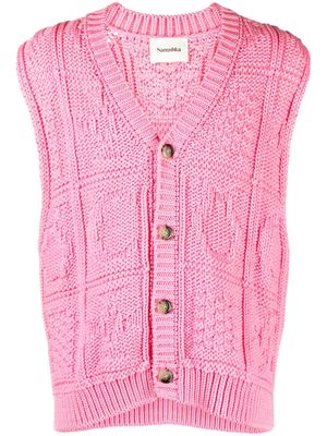 Nanushka Terence cable-knit sleeveless cardigan - Pink