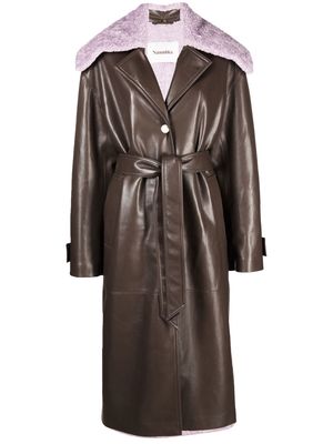 Nanushka Travis detachable-collar belted coat - Brown