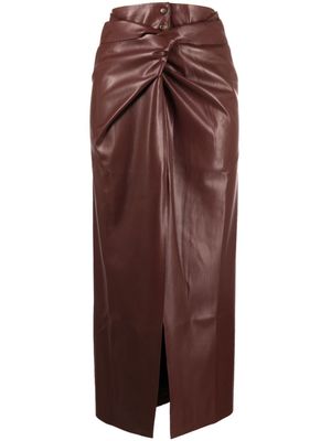 Nanushka twist-front faux-leather wrap skirt - Red